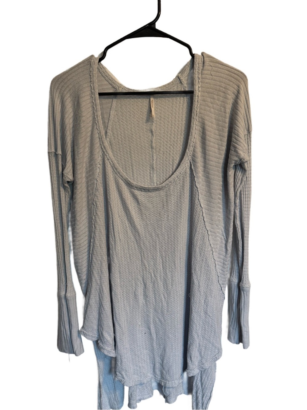 Free People Slouchy Tunic Blouse Light Gray Ling Sleeve Size M